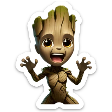 Baby groot yelling mad sticker