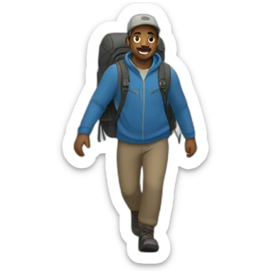man walking a mountain sticker