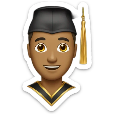 tan guy with graduation cap with gold tassel sticker