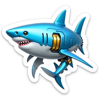 glitter mech shark cian cyberpunk sticker