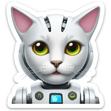 Robotic Cat with Apple Vision Pro sticker