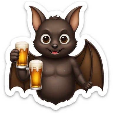 bat drinking beer sticker