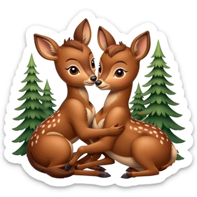 two Bambi deer hugging sticker