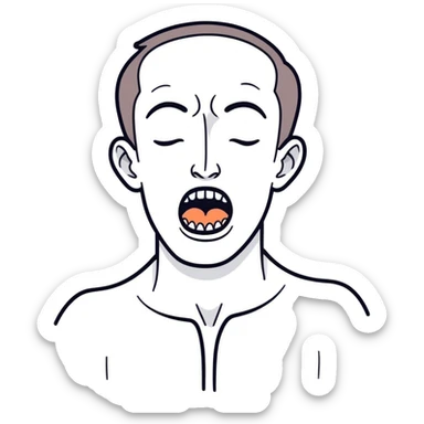 man pretending to choke himself sticker
