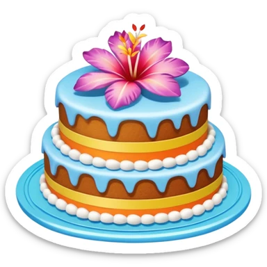 Cake with hawaiana flowers sticker