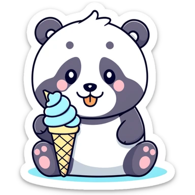 Panda eatingeeee ice cream sticker