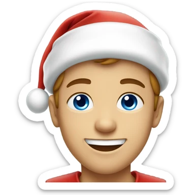 happy boy in santa hat with blue eyes sticker