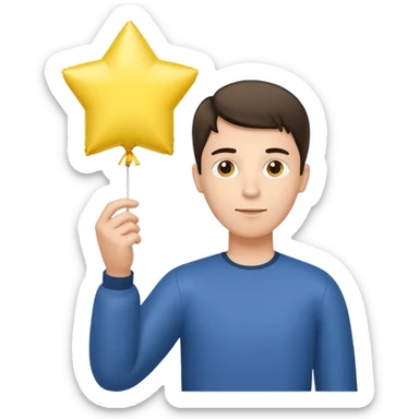 man holding star yellow balloon  sticker
