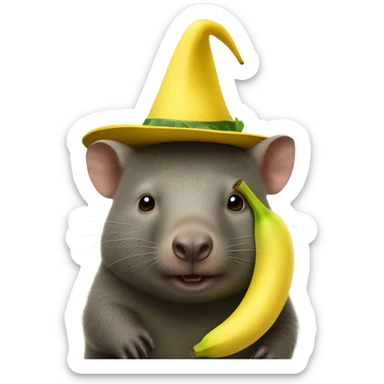 wombat with banana hat sticker