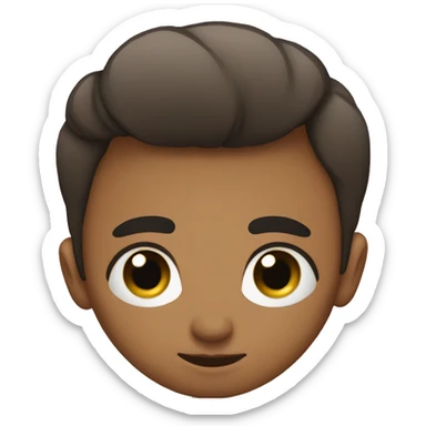 Really short person with straight hair and big eyebrows sticker