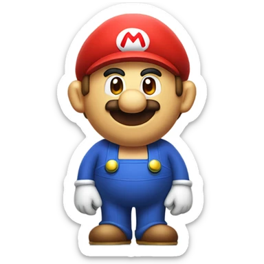 Man wearing a giant Mario costume head  sticker