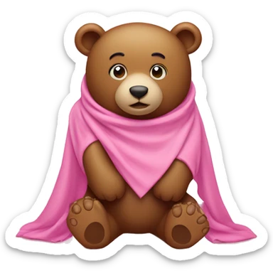 Bear in pink drape with hearts around sticker