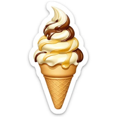 vanilla ice cream cone with aroma sticker