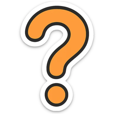 question mark icon, rounded edges, friendly, approachable sticker