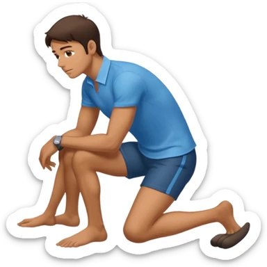 brunette man on hands and knees from the side eith both knees on the floor Like a dog sticker