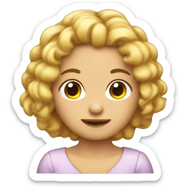 Menina branca de cabelos cacheados com luzes dormindo sticker