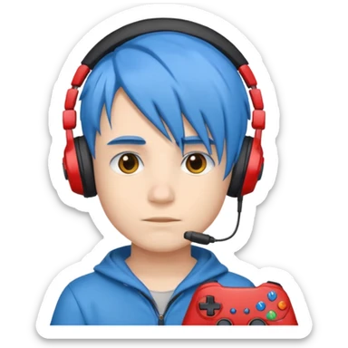 Boy gamer with headset, blue hair











 sticker