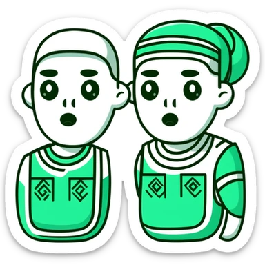 Maya hieroglyphic facial expressions: happy, sad, surprised. Only dark green lines on white background, strict minimalist geometric style sticker