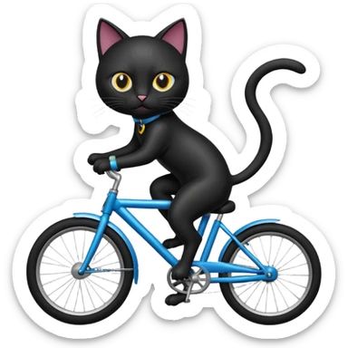 Black cat riding a bike sticker