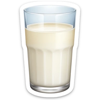 the drink is white, The bottom and mouth of the glass are the same width and There is only white liquid inside,photo realistic sticker