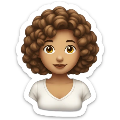 Fille avec de cheveux bouclés bruns sticker