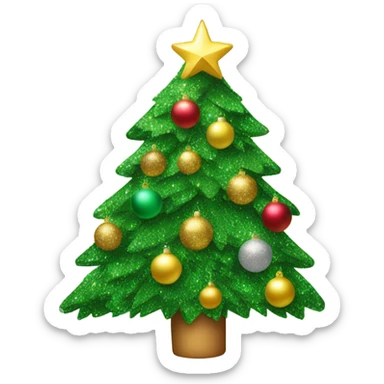 Christmas tree with glitter ornaments sticker