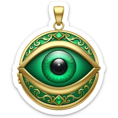 Eye shaped green locket  sticker