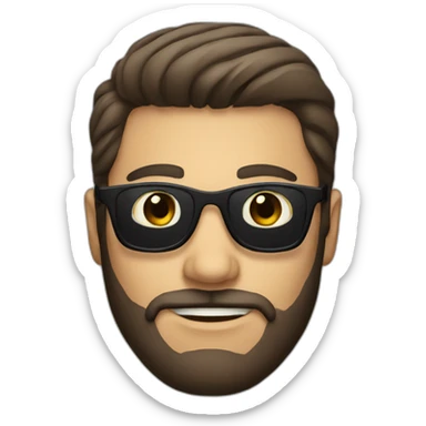 A brow hair man with beard and dark glasses. sticker