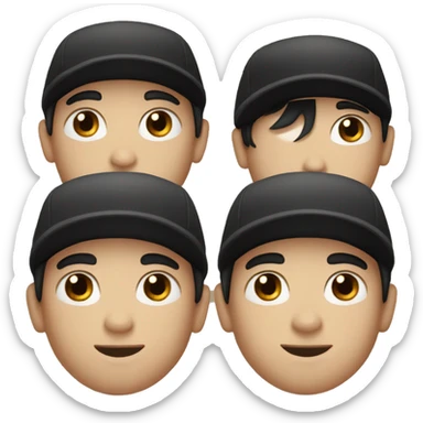 white boy, with a black hair, brown eyes and with a black cap sticker