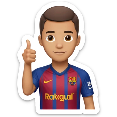 Raphinha Barcelona football player giving a thumbs up wearing Barcelona kit short hair sticker