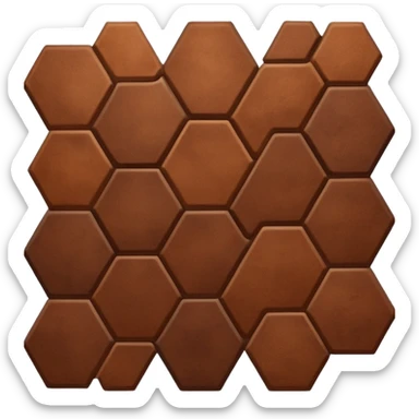 brown cowhide hexagon with leather texture, simple and recognizable sticker