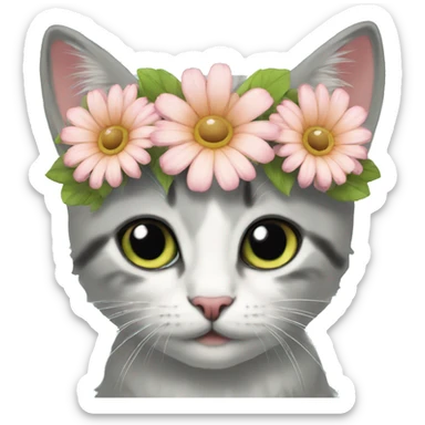 flower tiara on kitten sticker