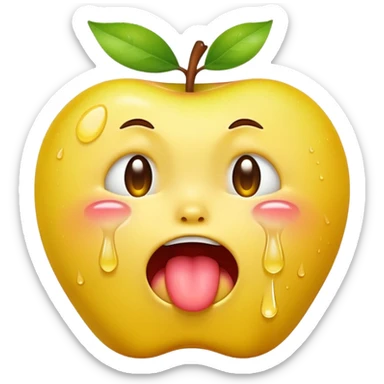 regular yellow apple emoji but it’s crying streams of tears and has its tongue out sticker