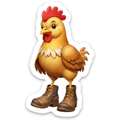 Chicken wearing boots sticker