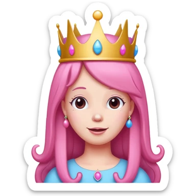 happy earringed princess bubblegum with candy crown sticker