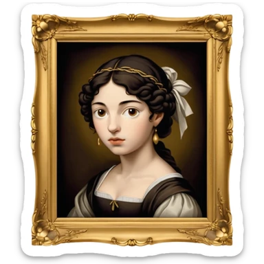 Caravaggio Woman painting in a gold frame sticker