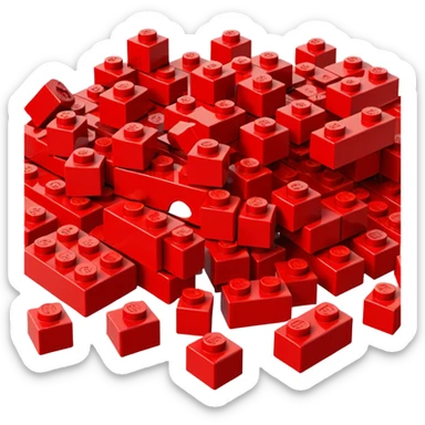 A big LEGO block broken into smaller pieces. sticker