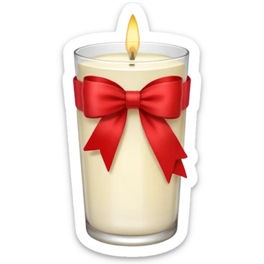 Soft vanilla long glass candle, with little red bow sticker