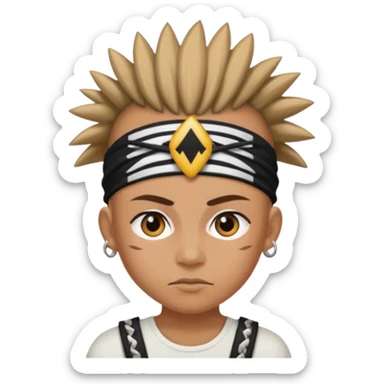 extreme mohawk person face headband sticker