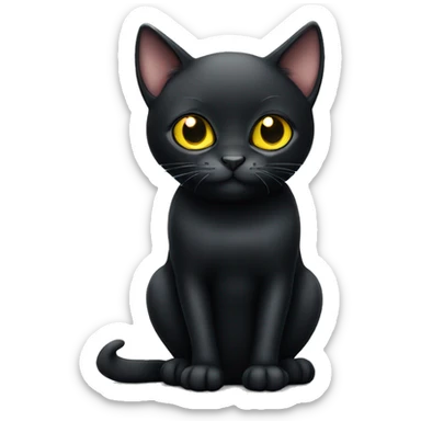 cute black cat with yellow big eyes sitting sticker