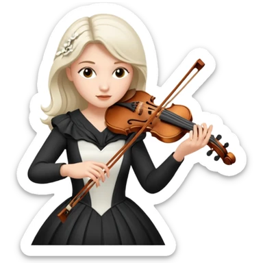 woman playing violin with white dress sticker