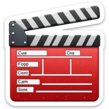 red clapperboard used in filmmaking, cute and stylish design with glitter sticker
