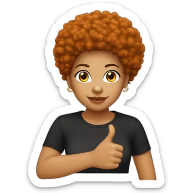 Light skin girl afro orange with thumb up dark tshirt sticker