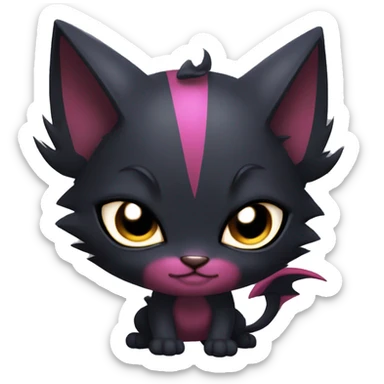 Cool Cute Edgy Black Dark Chibi Cat-Noibat-Noivern-Litten-Fakémon-hybrid sticker