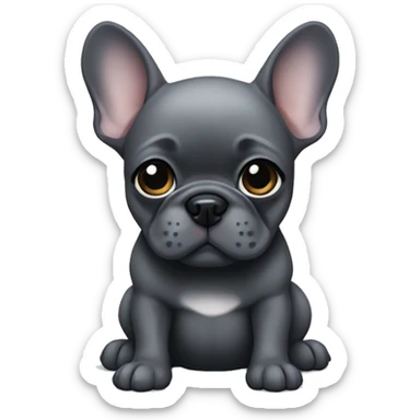 Dark grey Frenchie puppy sticker