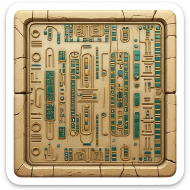 ancient Egyptian hieroglyphic tablet with circuit board patterns sticker