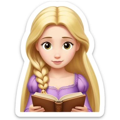 Rapunzel reading a book sticker