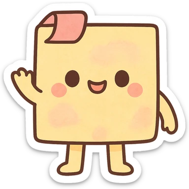 pastel watercolor sticky note with a cute face, soft kawaii style, Japanese stationery, full body sticker