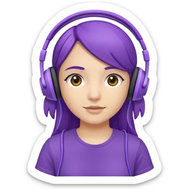 girl with purple headphones and tshirt sticker