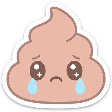 crying poop, cute tears, kawaii style sticker